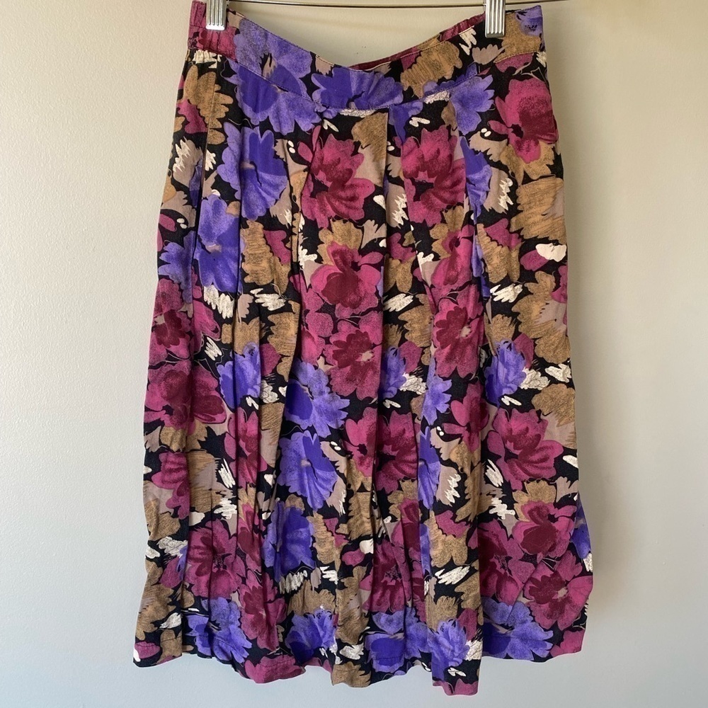 Vintage floral high waist skirt